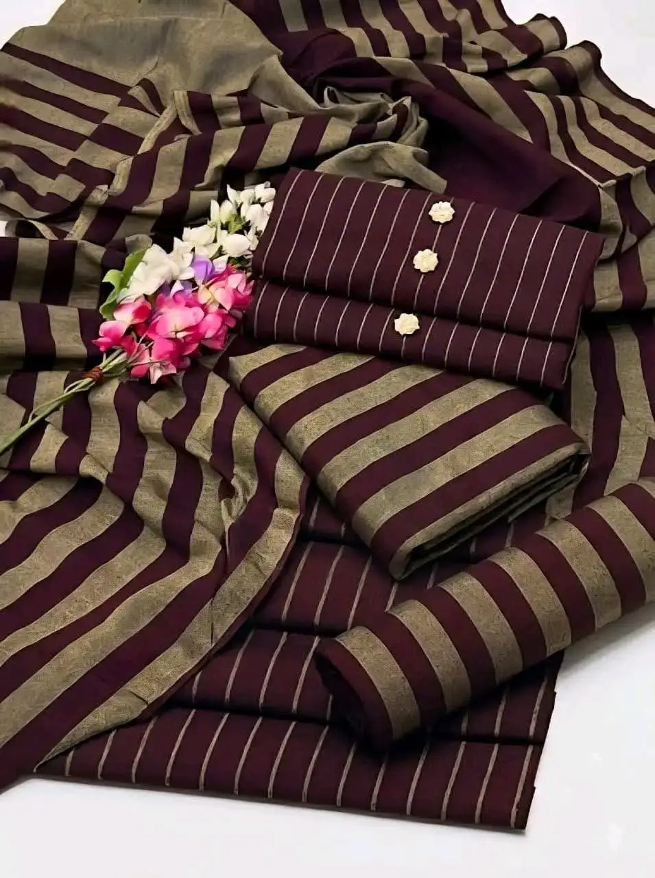 3 Pcs Women's Unstitched Printed Suit(bf)