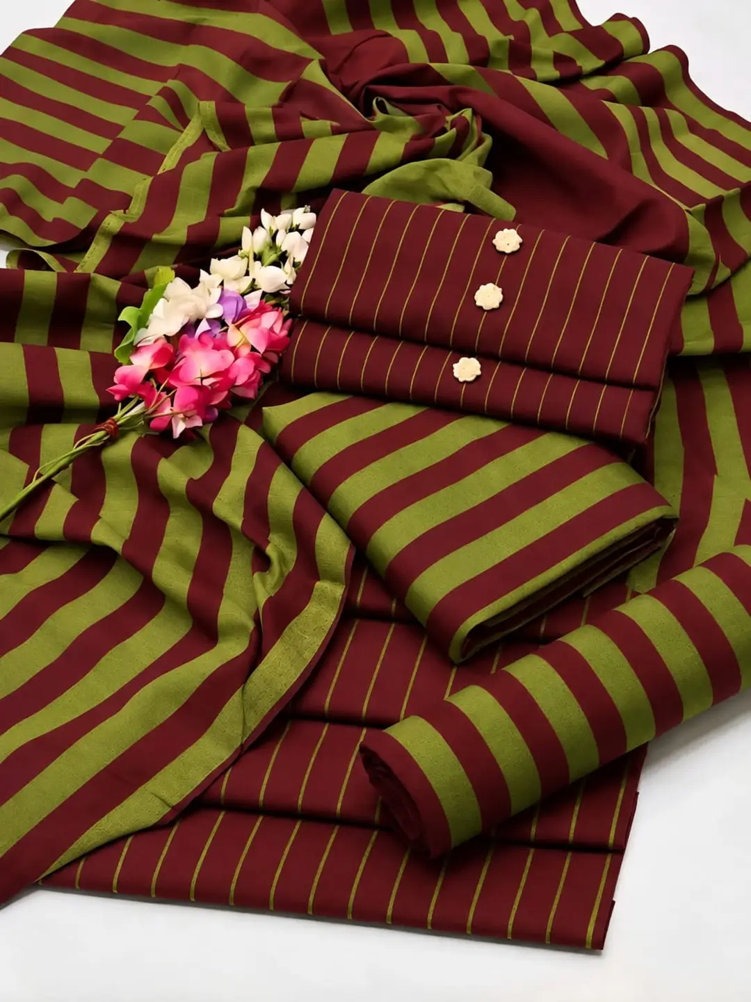 3 Pcs Women's Unstitched Printed Suit(bf)