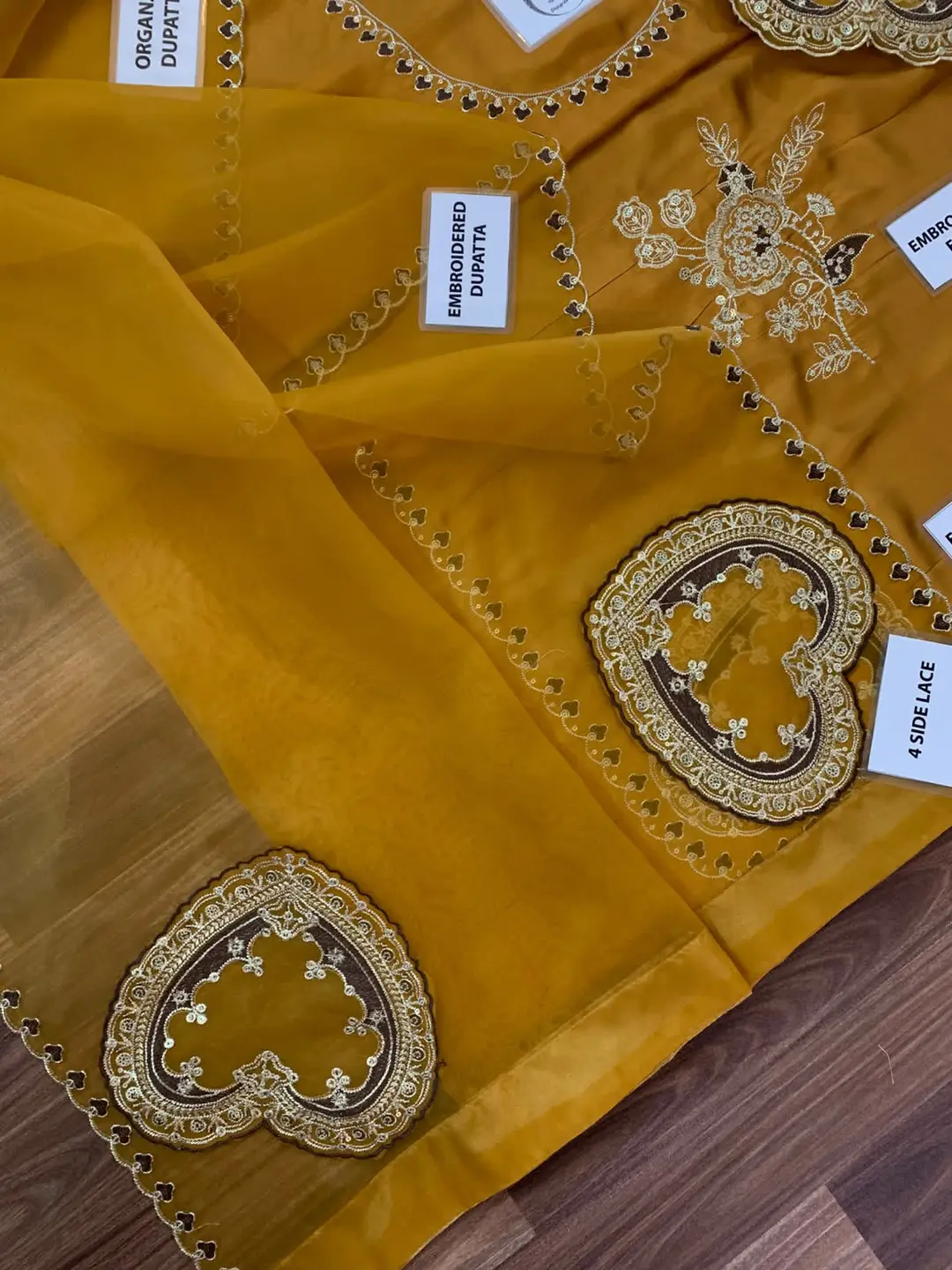 3 Pcs Women's Unstitched Sequins Embroidered Suit(skf)