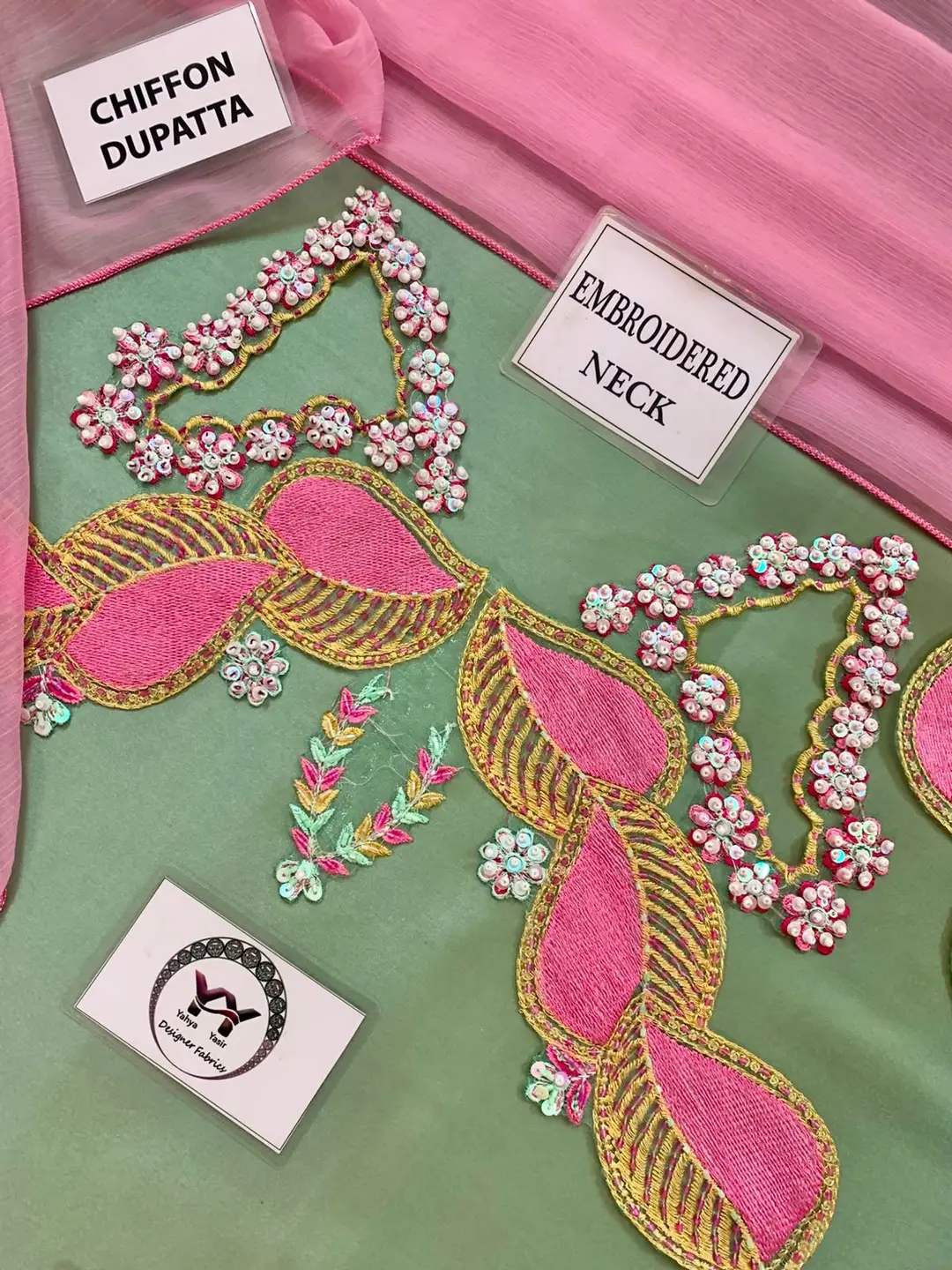3 Pcs Women's Unstitched Hand Embroidered Suit(skf)