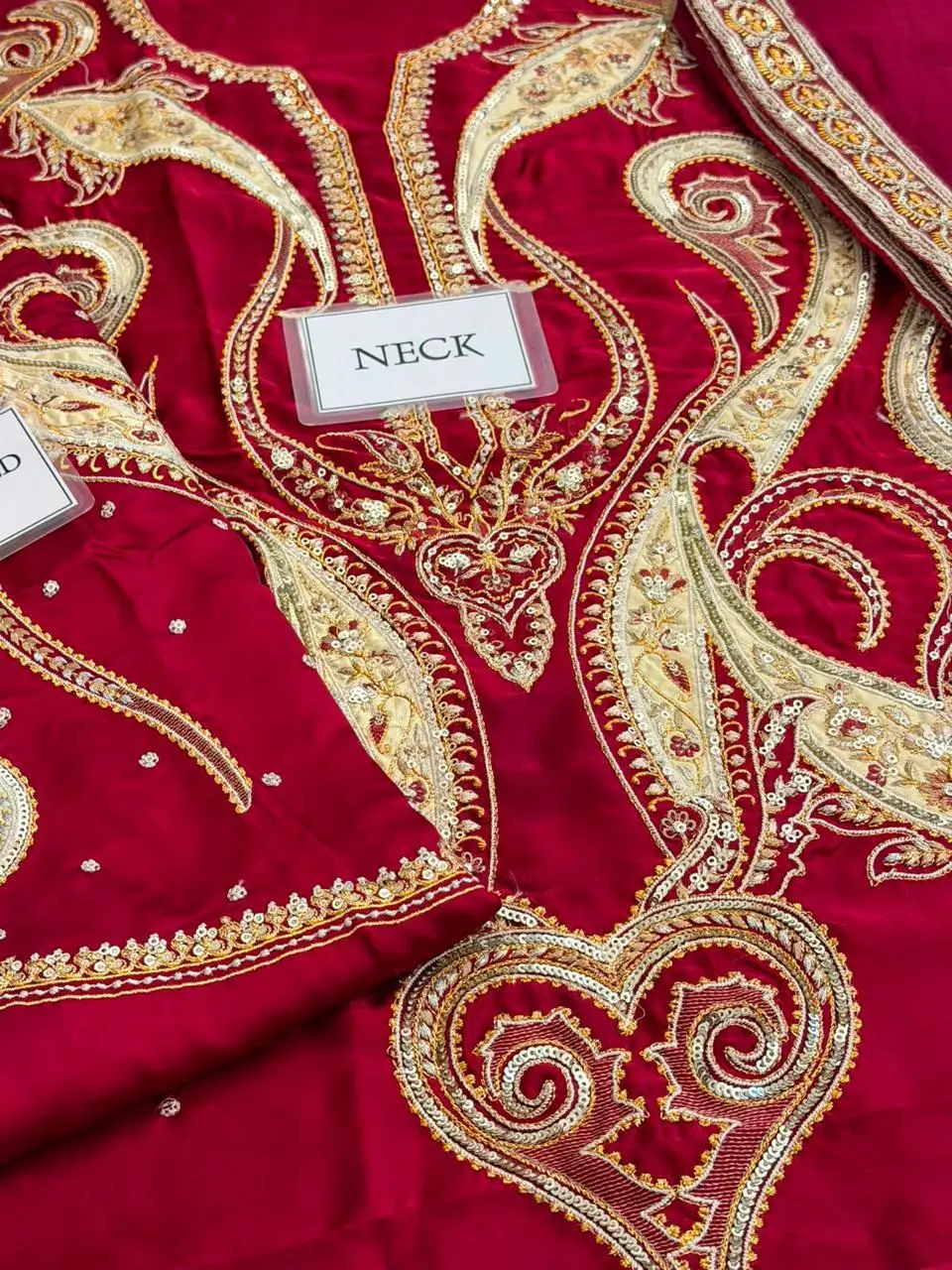 3 Pcs Women's Unstitched Hand Embroidered Suit(skf)