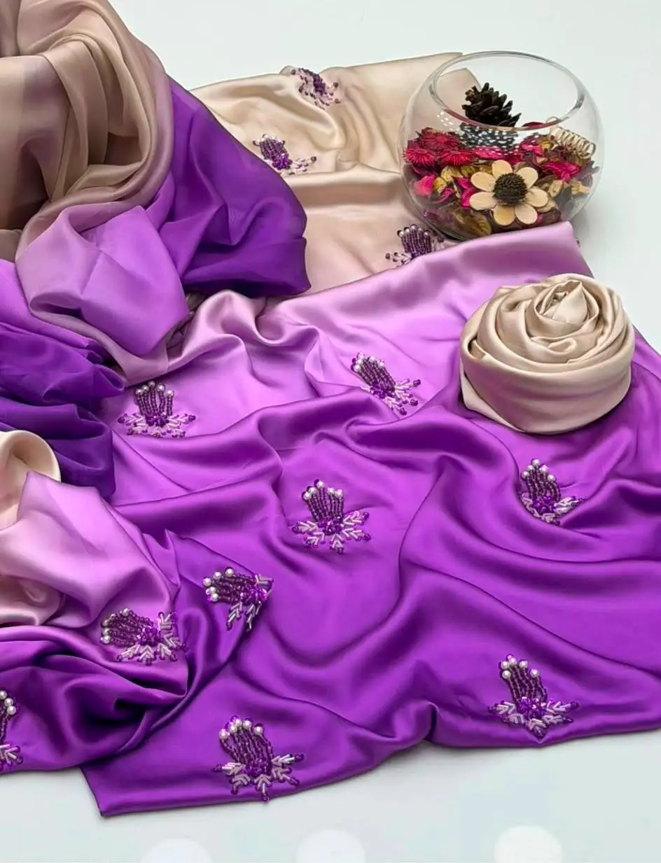 3 Pcs Women's Unstitched Hand Embroidered Suit(skf)