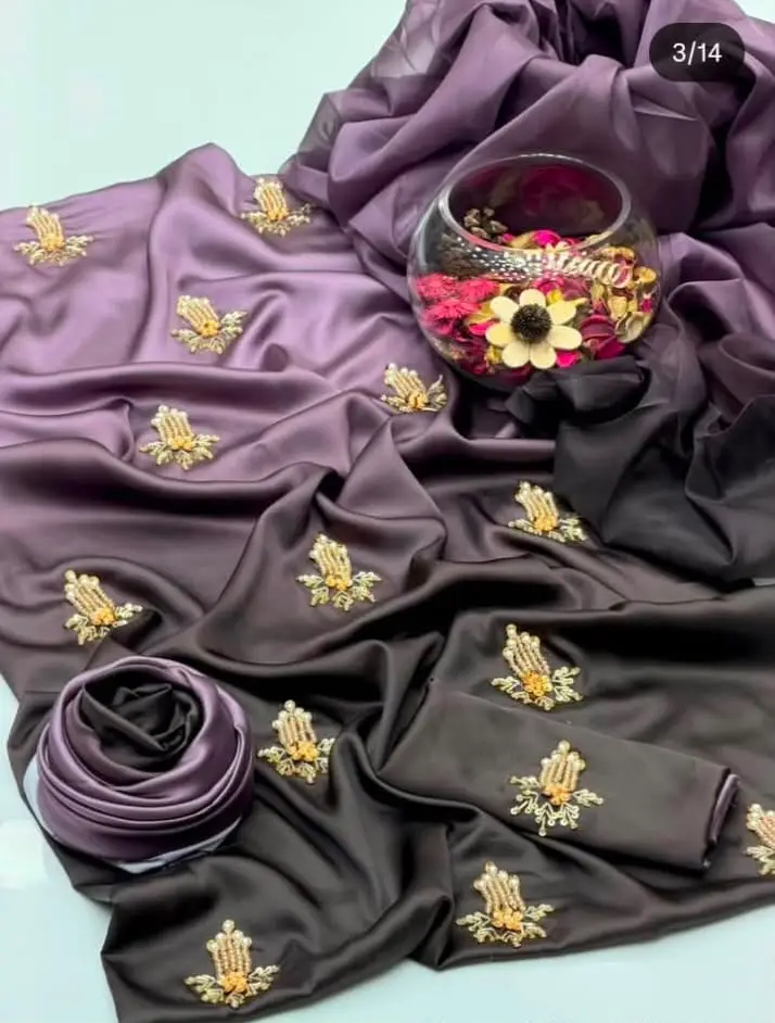 3 Pcs Women's Unstitched Hand Embroidered Suit(skf)