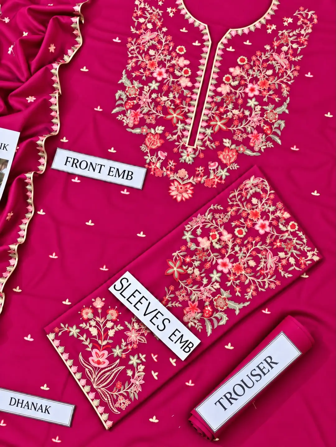 3 Pcs Women's Unstitched Embroidered Suit(n&f)