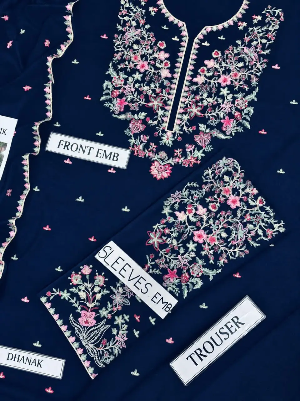 3 Pcs Women's Unstitched Embroidered Suit(n&f)