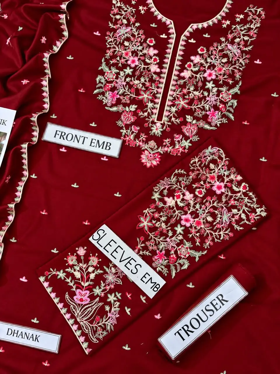 3 Pcs Women's Unstitched Embroidered Suit(n&f)