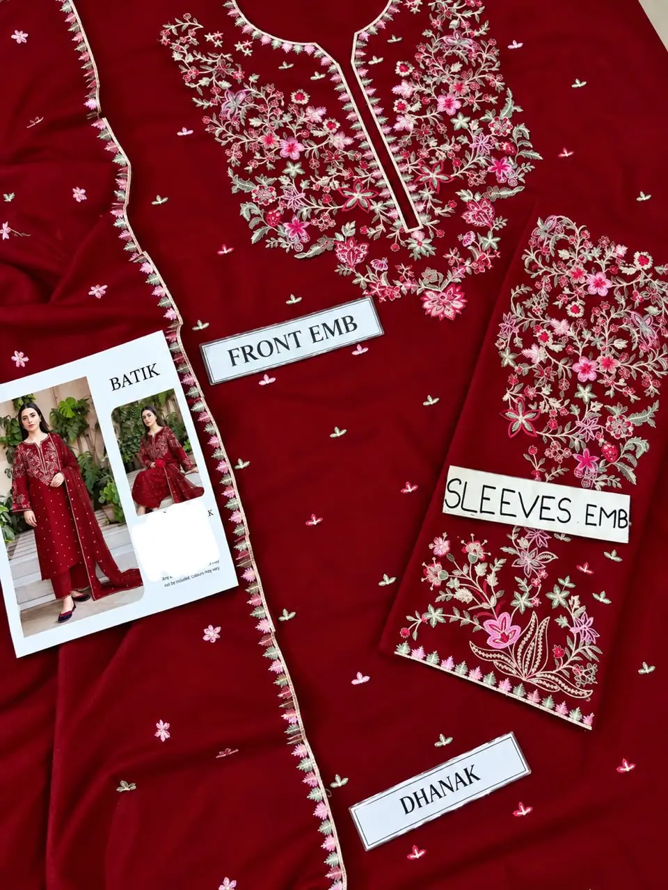 3 Pcs Women's Unstitched Embroidered Suit(n&f)