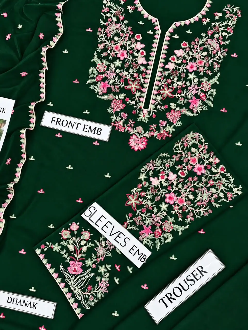3 Pcs Women's Unstitched Embroidered Suit(n&f)