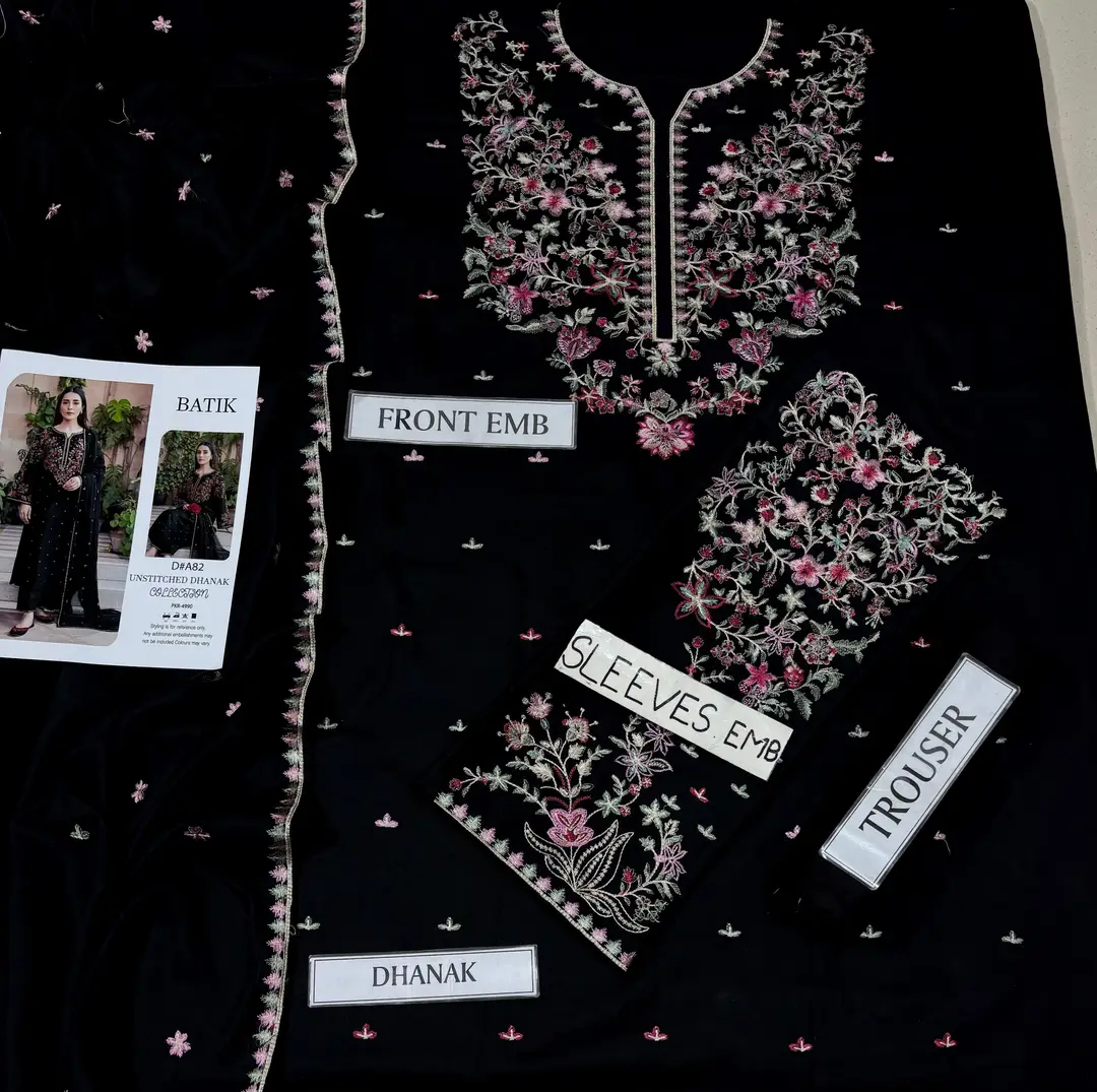 3 Pcs Women's Unstitched Embroidered Suit(n&f)