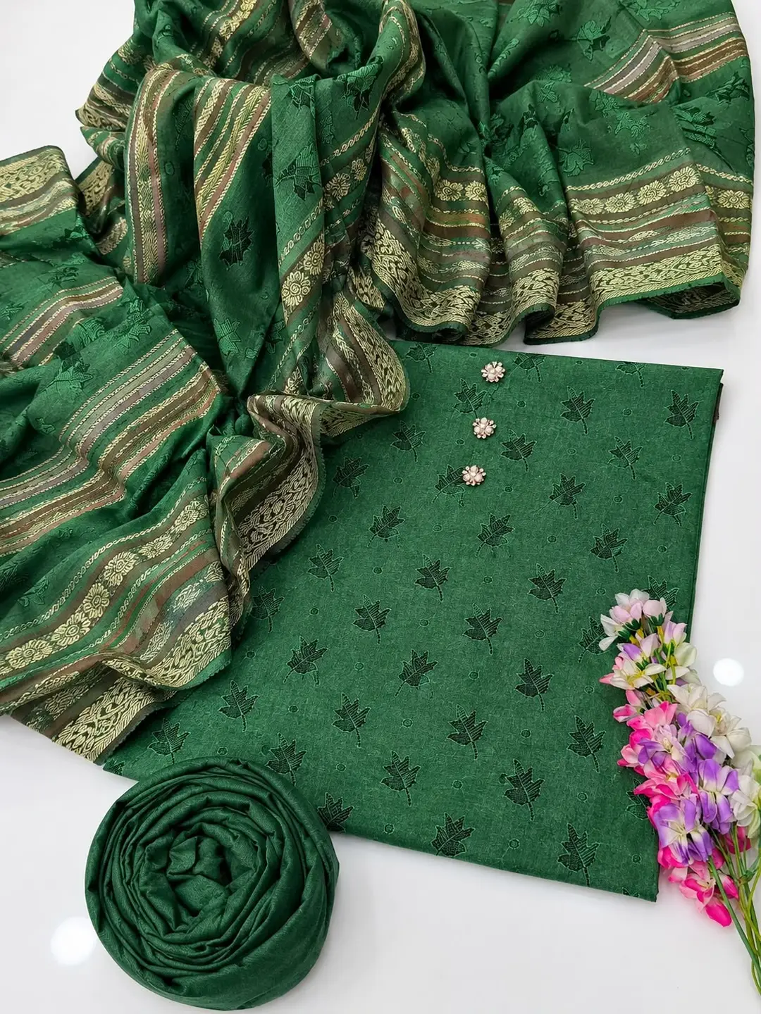 3 Pcs Women's Unstitched Printed Suit(f&f)