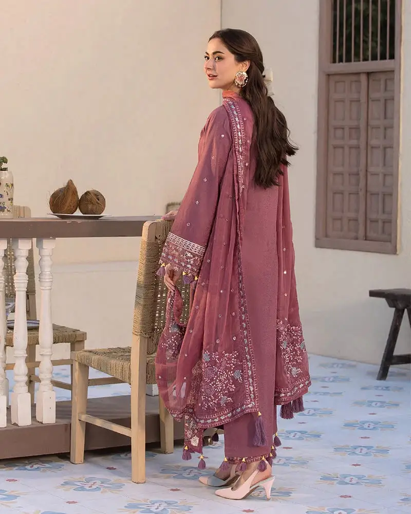 3 Pcs Women's Unstitched Embroidered Suit(f&f)