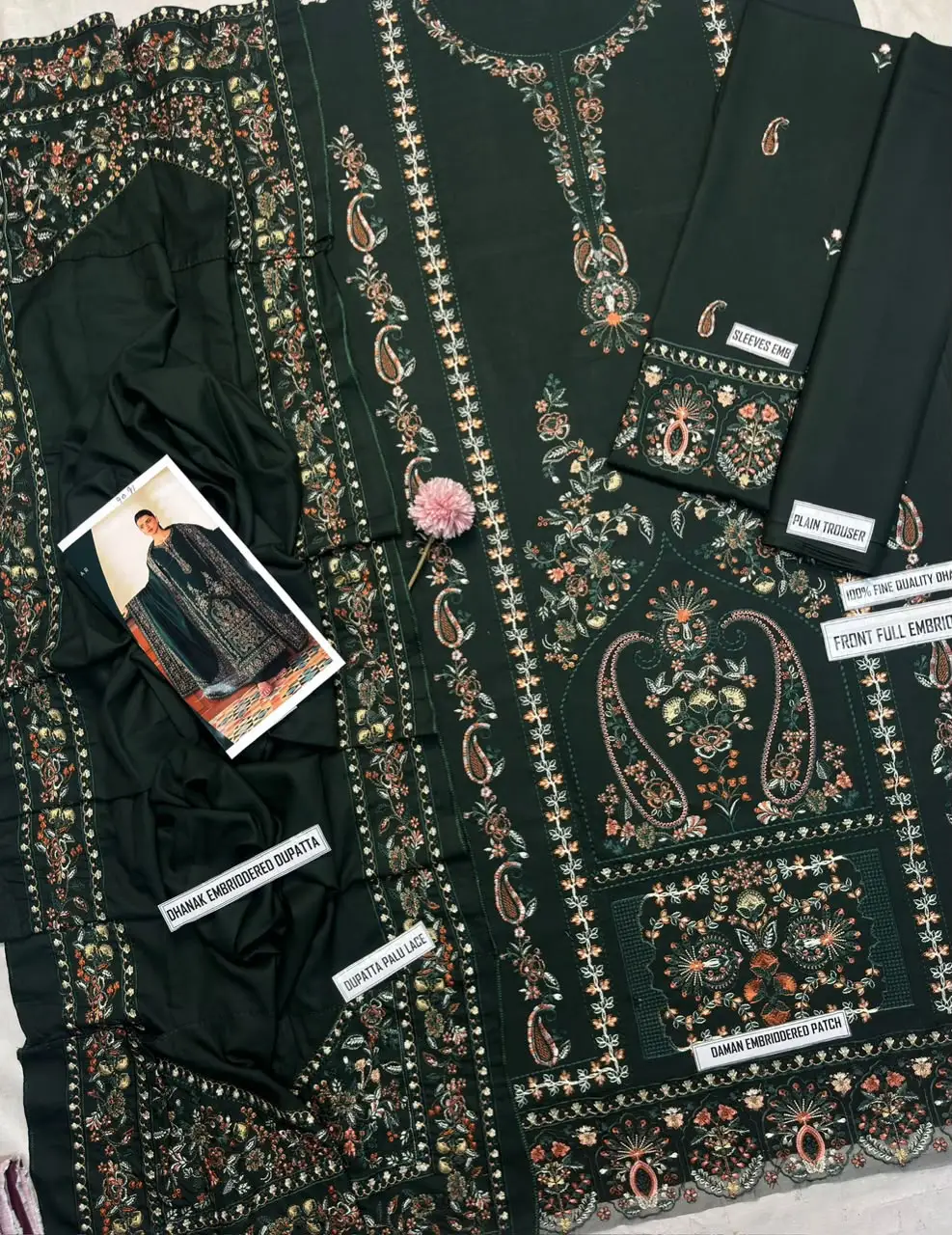3 Pcs Women's Unstitched Embroidered Suit(f&f)
