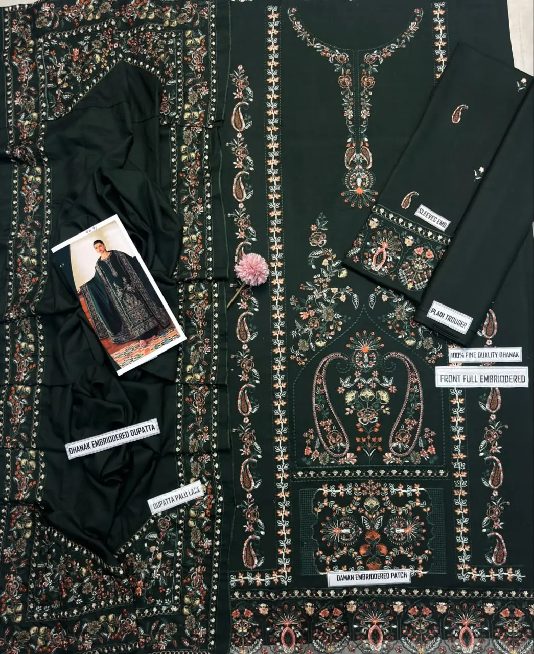 3 Pcs Women's Unstitched Embroidered Suit(f&f)