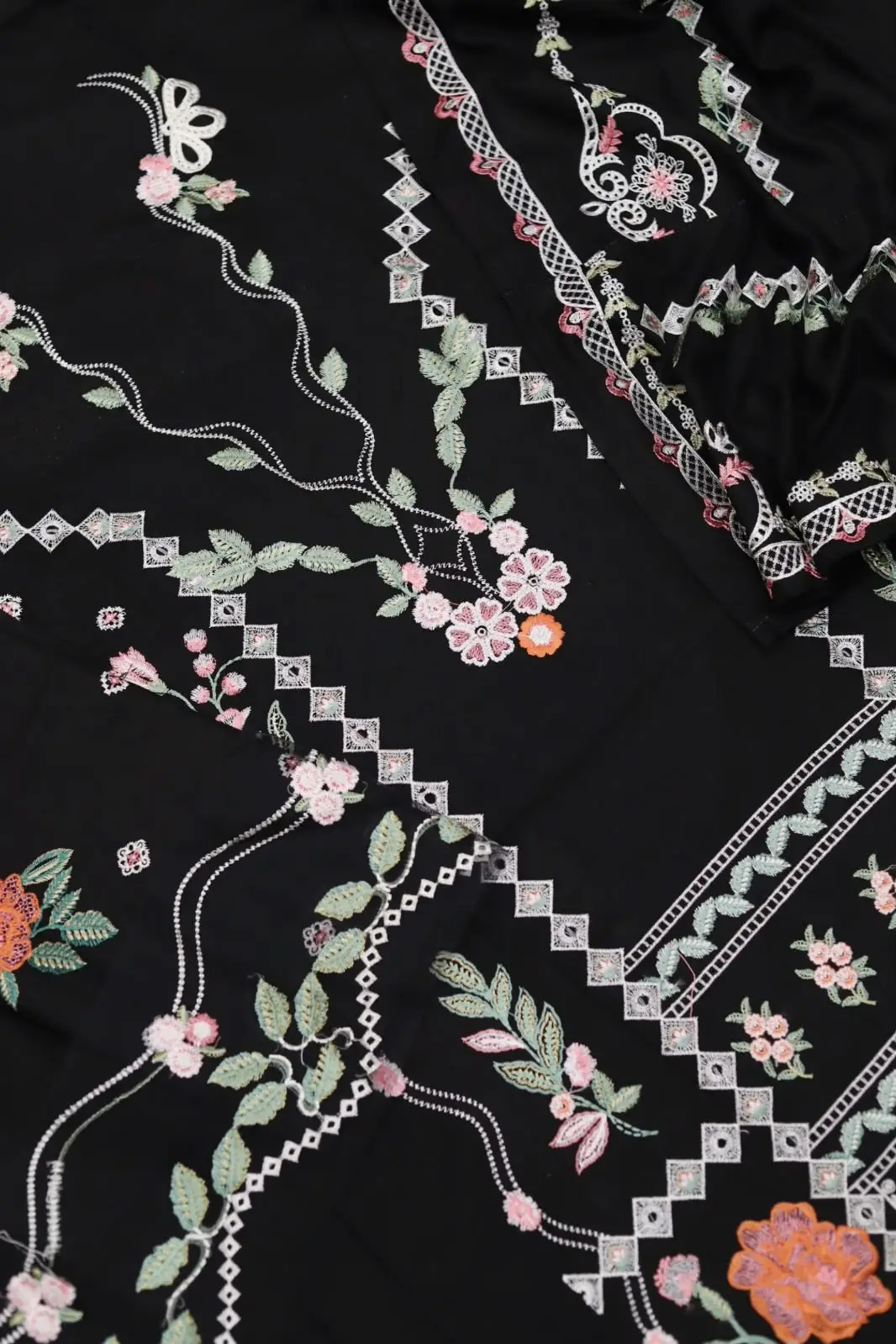 3 Pcs Women's Unstitched Embroidered Suit(f&f)