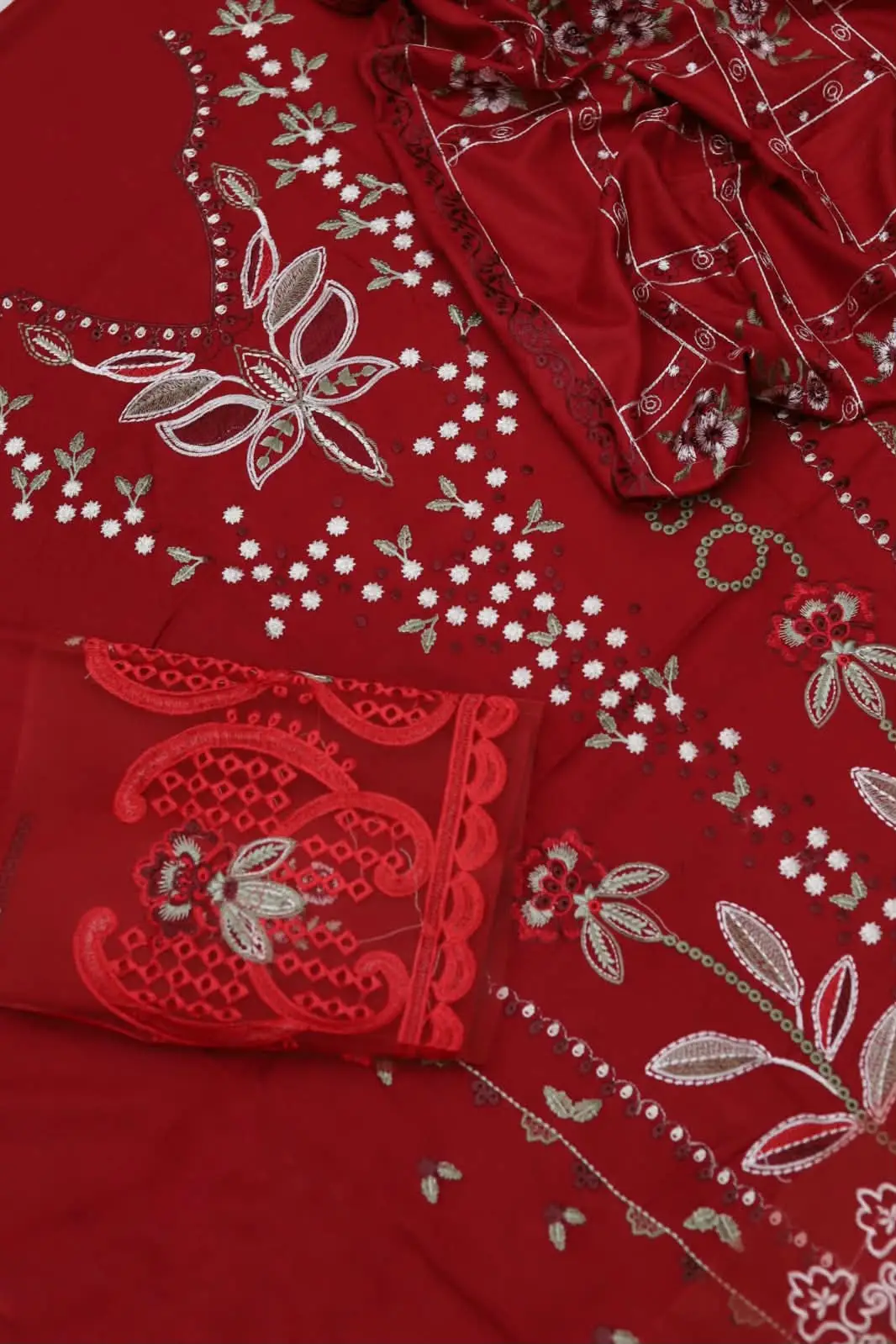 3 Pcs Women's Unstitched Embroidered Suit(f&f)