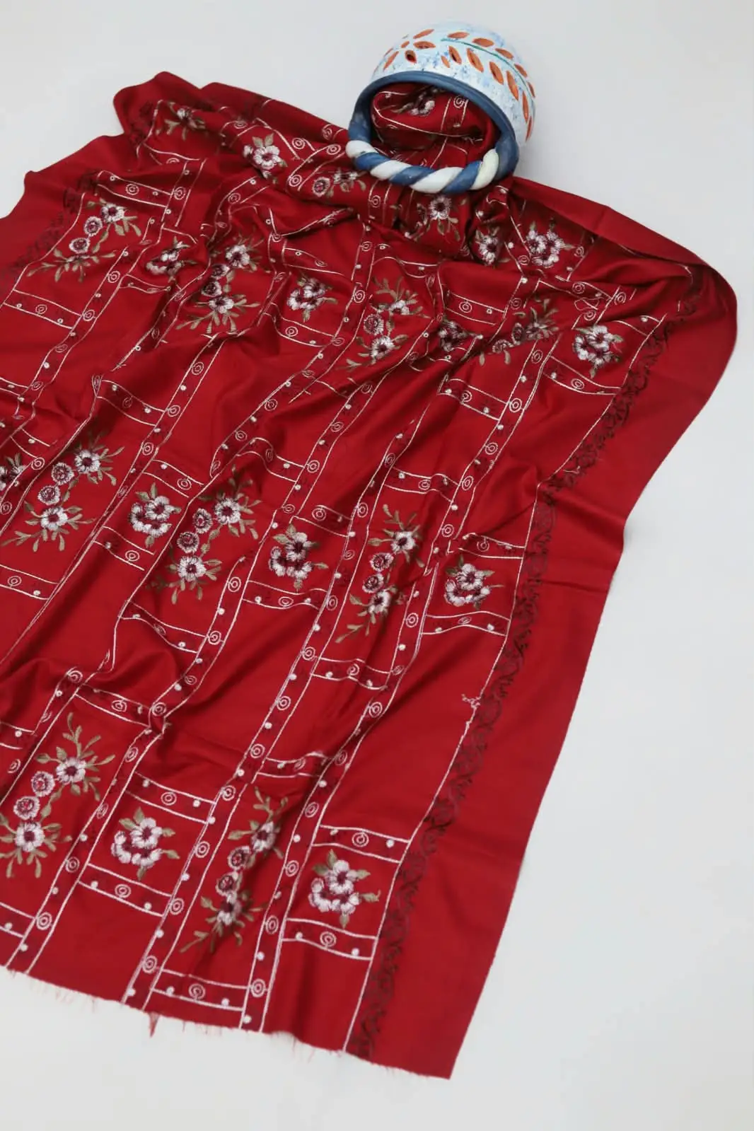 3 Pcs Women's Unstitched Embroidered Suit(f&f)
