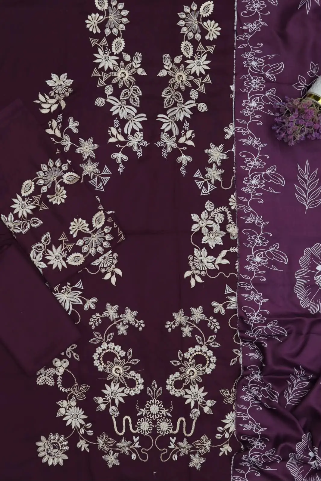 3 Pcs Women's Unstitched Embroidered Suit(f&f)