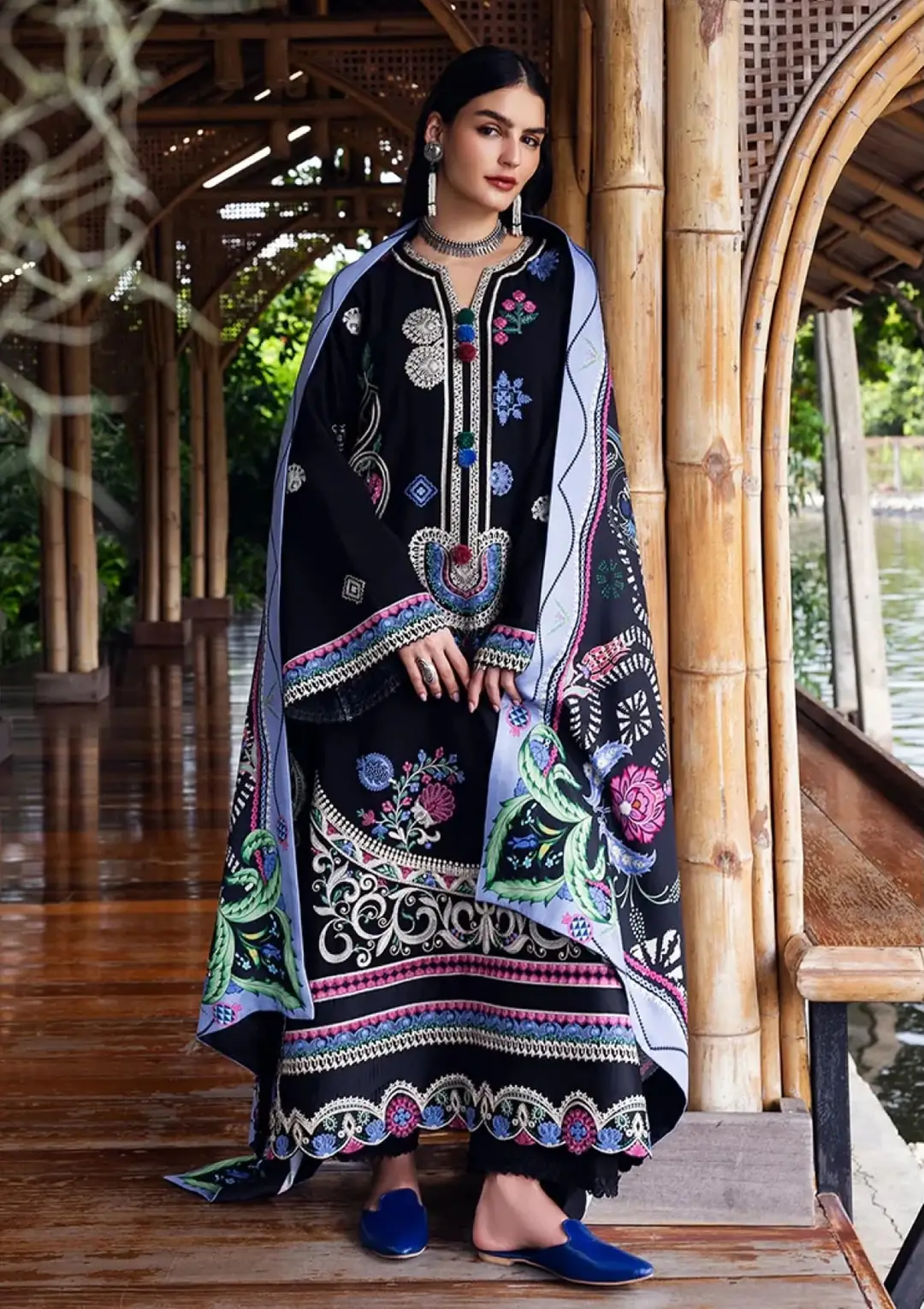 3 Pcs Women's Unstitched Embroidered Suit(f&f)