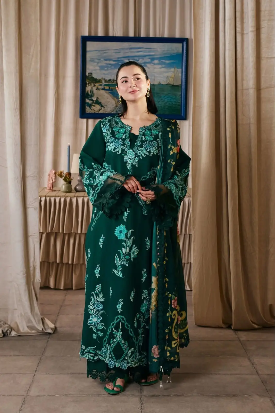 3 Pcs Women's Unstitched Embroidered Suit(f&f)