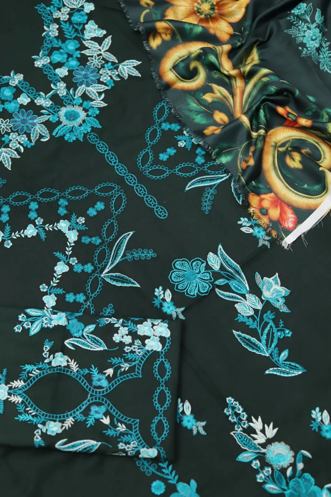 3 Pcs Women's Unstitched Embroidered Suit(f&f)