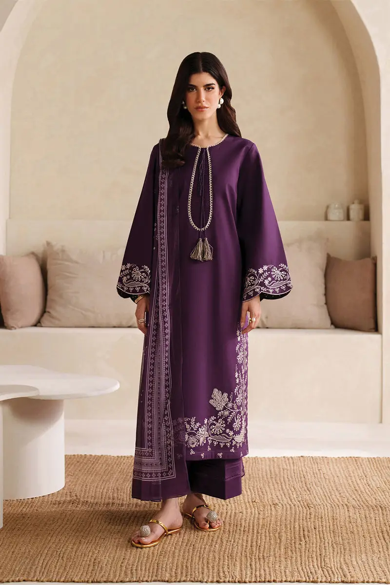 3 Pcs Women's Unstitched Embroidered Suit(hb)