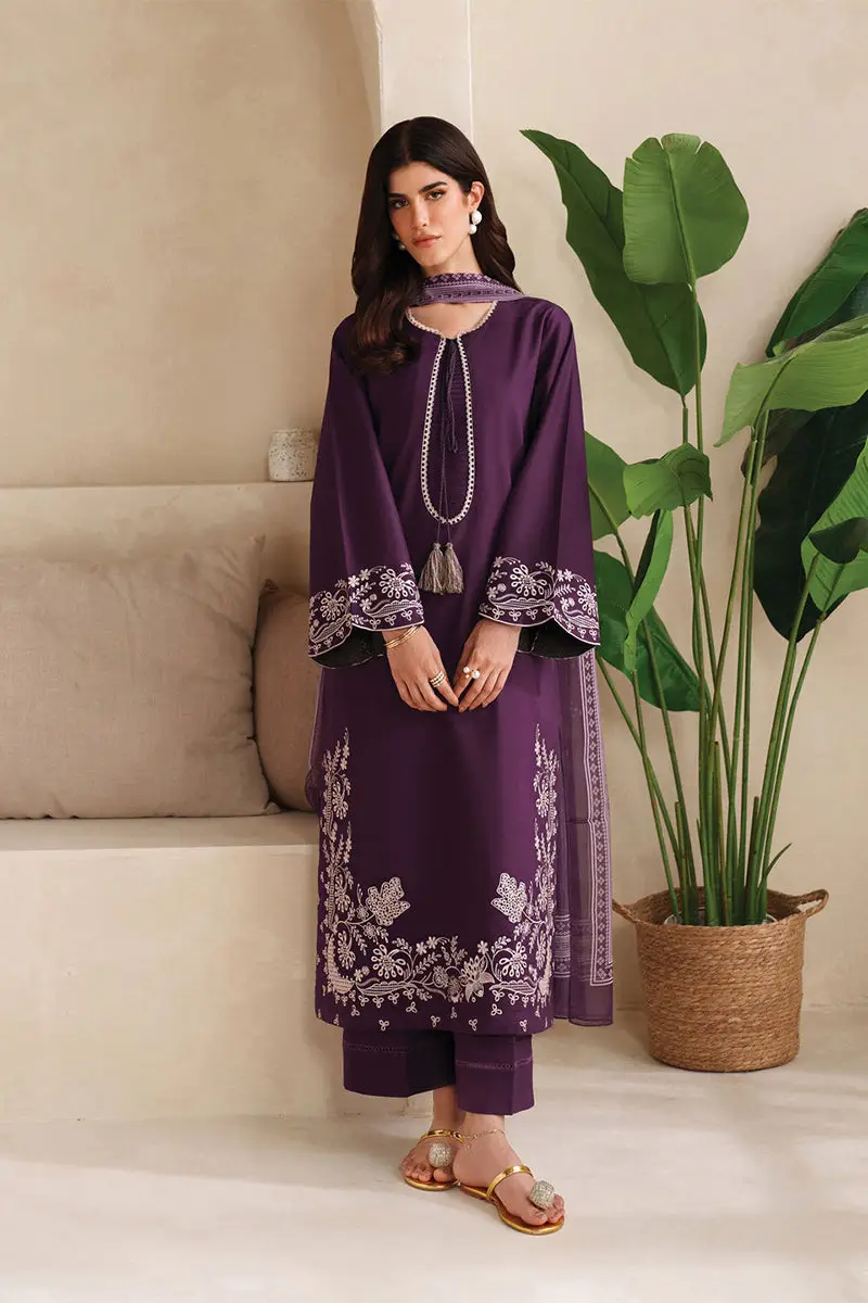 3 Pcs Women's Unstitched Embroidered Suit(hb)