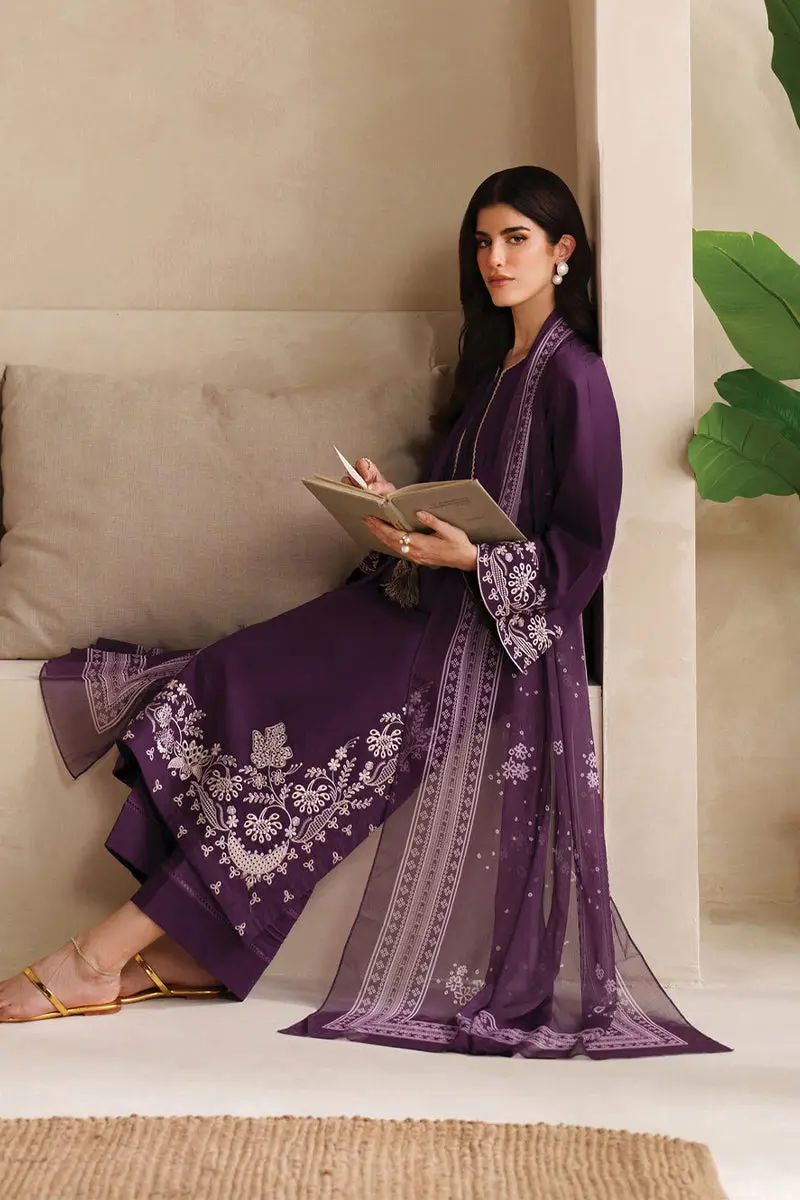 3 Pcs Women's Unstitched Embroidered Suit(hb)
