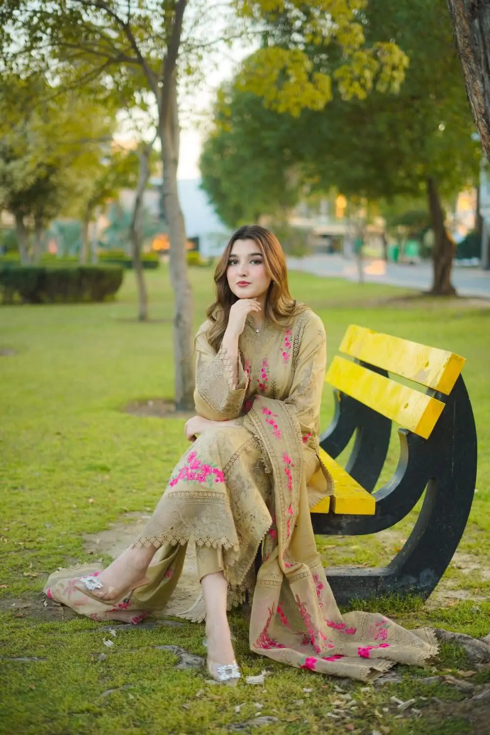 3 Pcs Women's Unstitched Embroidered Suit(hb)