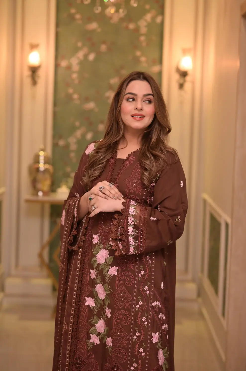 3 Pcs Women's Unstitched Embroidered Suit(hb)