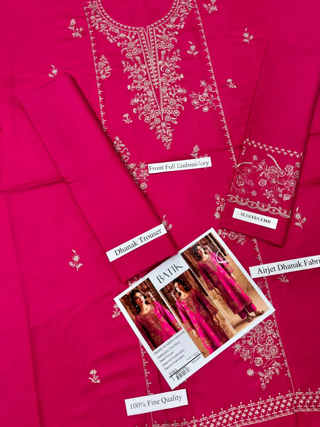 2 Pcs Women's Unstitched Embroidered Suit(F&F)