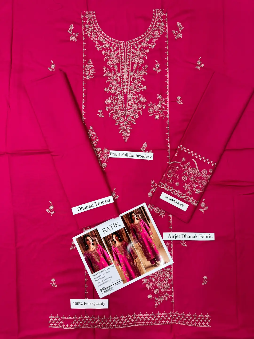 2 Pcs Women's Unstitched Embroidered Suit(F&F)