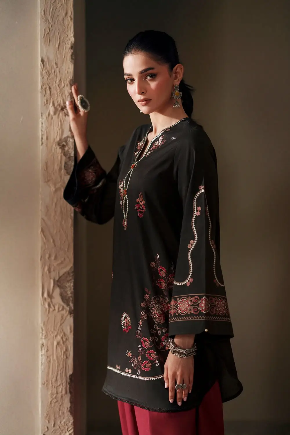 2 Pcs Women's Unstitched Embroidered Suit(nf)