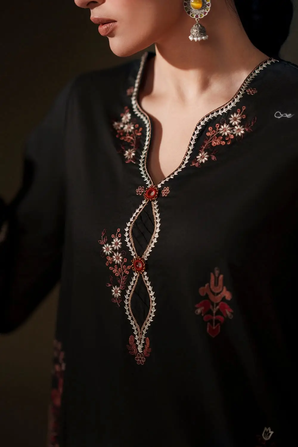 2 Pcs Women's Unstitched Embroidered Suit(nf)