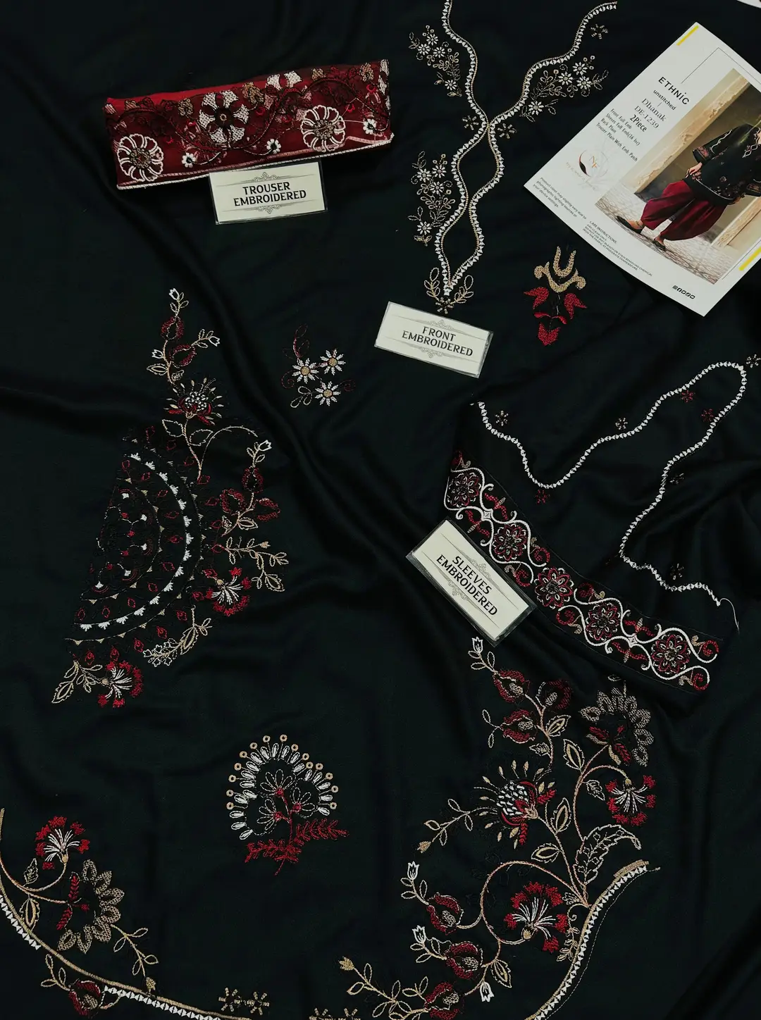 2 Pcs Women's Unstitched Embroidered Suit(nf)