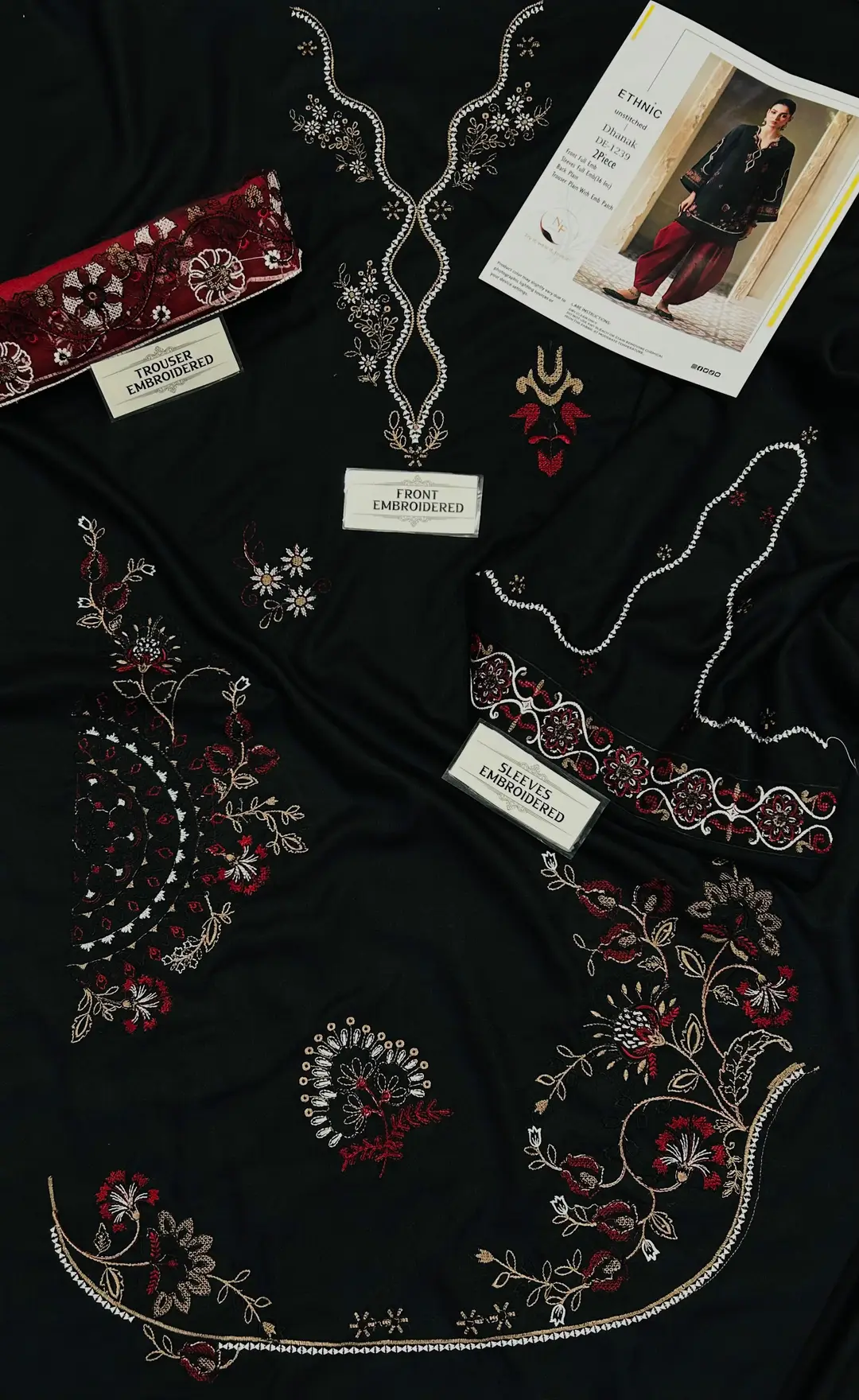 2 Pcs Women's Unstitched Embroidered Suit(nf)
