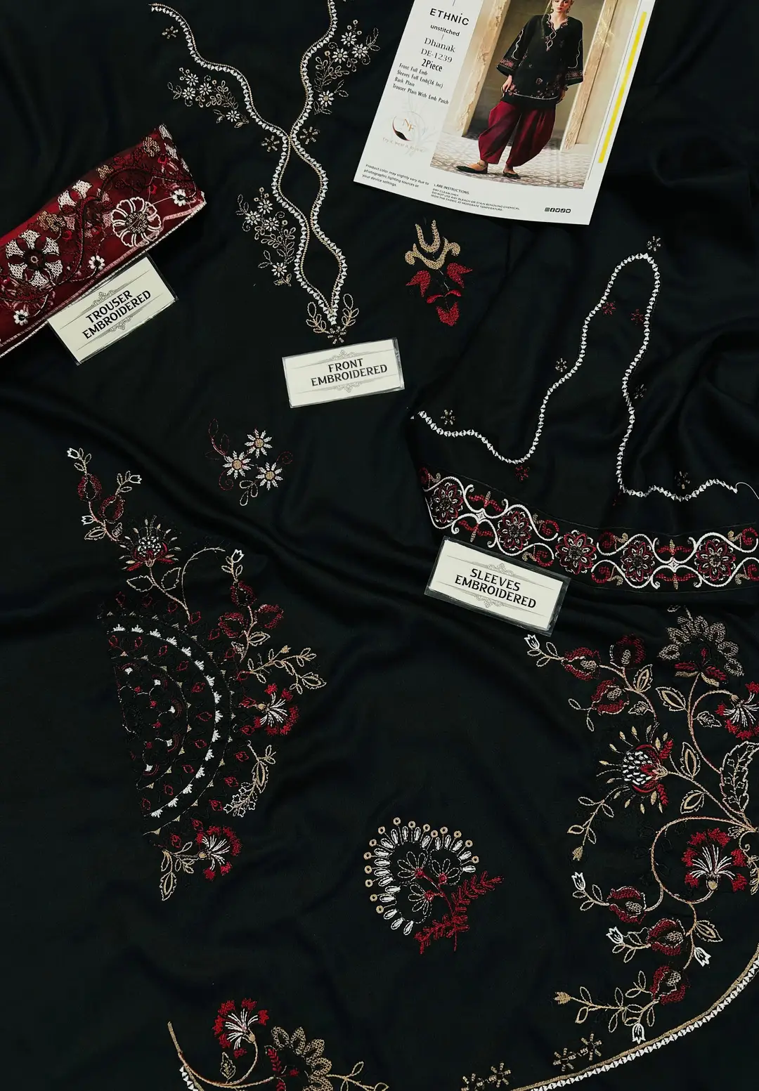 2 Pcs Women's Unstitched Embroidered Suit(nf)