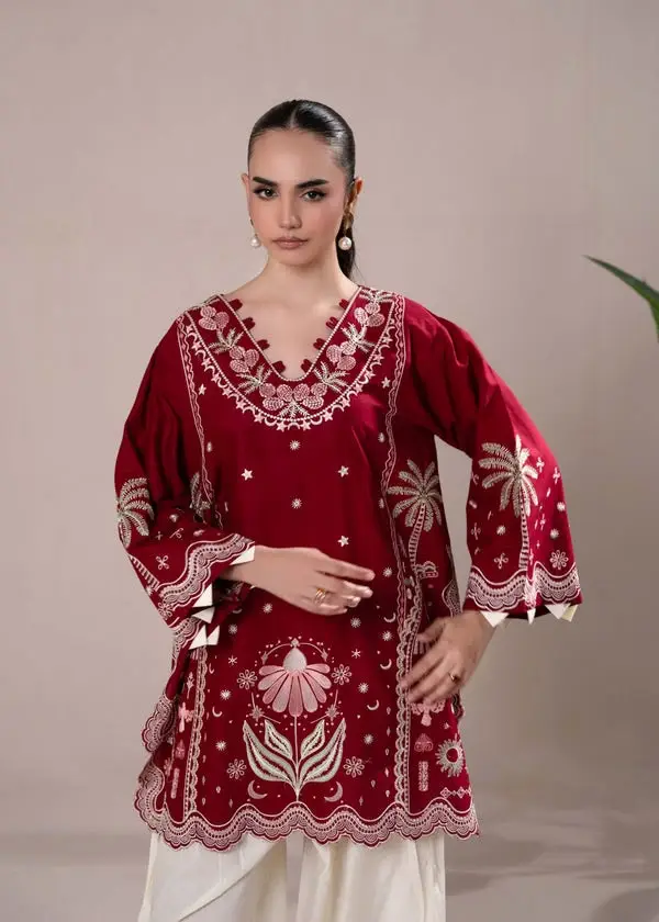 2 Pcs Women's Unstitched Embroidered Suit(nf)
