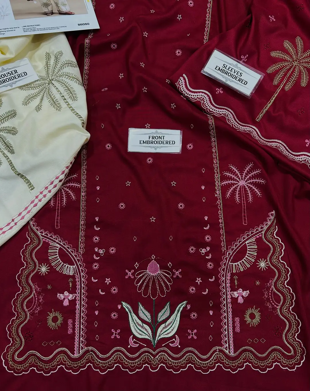 2 Pcs Women's Unstitched Embroidered Suit(nf)