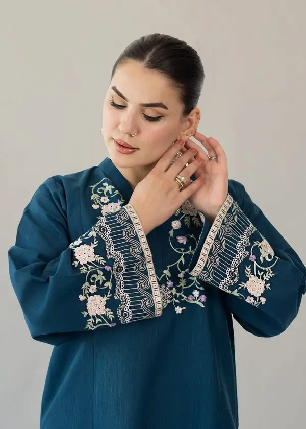 2 Pcs Women's Unstitched Embroidered Suit(nf)