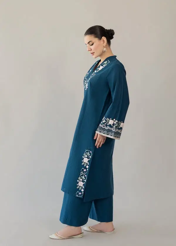 2 Pcs Women's Unstitched Embroidered Suit(nf)