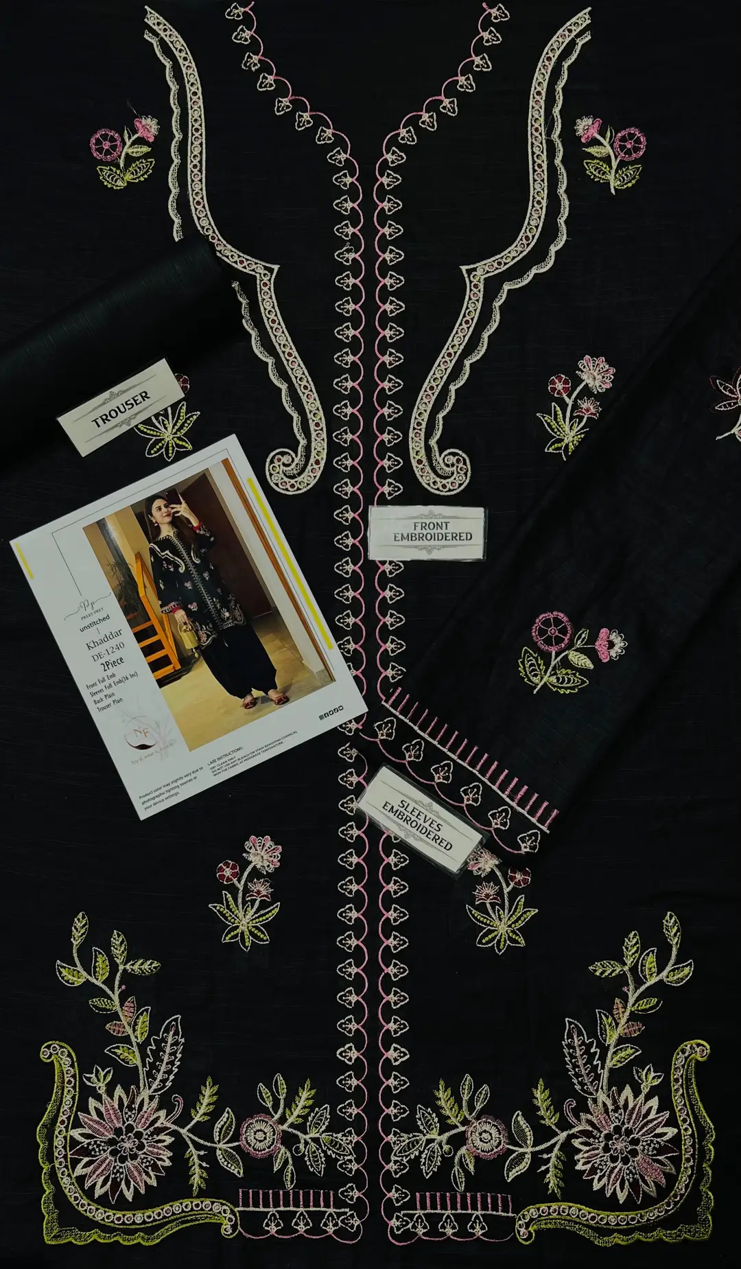2 Pcs Women's Unstitched Embroidered Suit(nf)