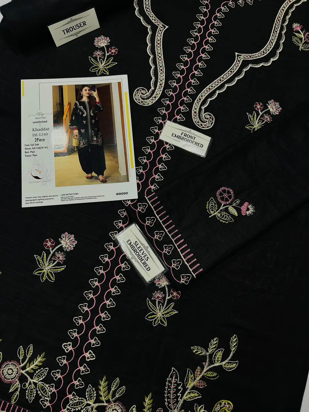 2 Pcs Women's Unstitched Embroidered Suit(nf)