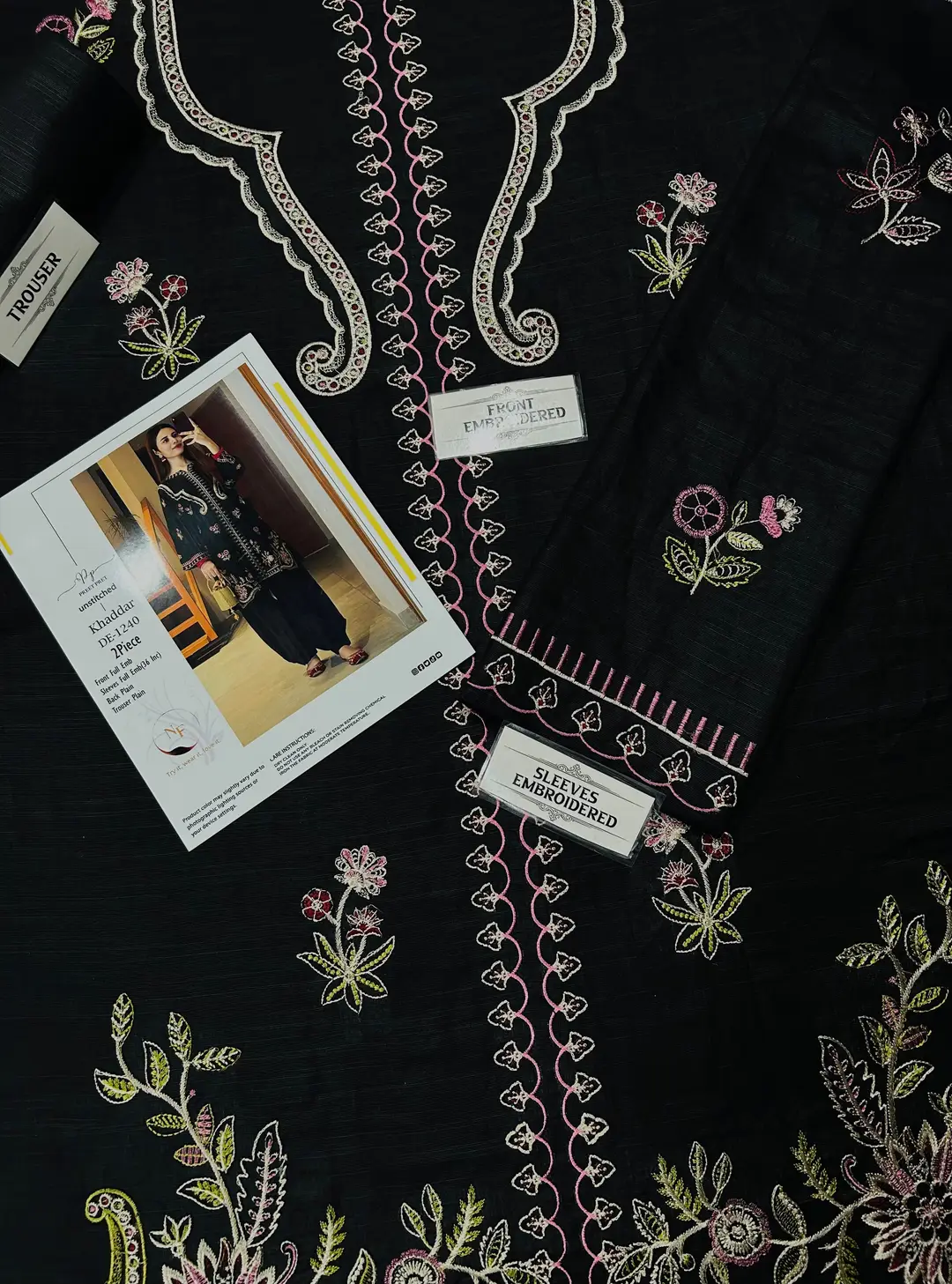 2 Pcs Women's Unstitched Embroidered Suit(nf)