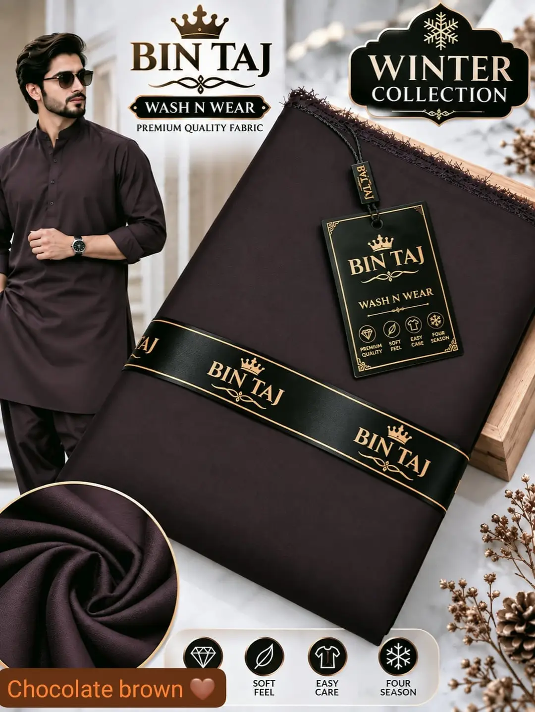 Men’s Unstitched Wash And Wear Plain Suit(mt)