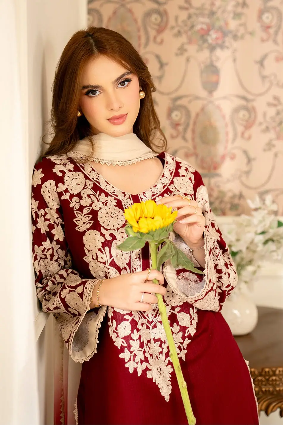 3 Pcs Women's Unstitched Embroidered Suit