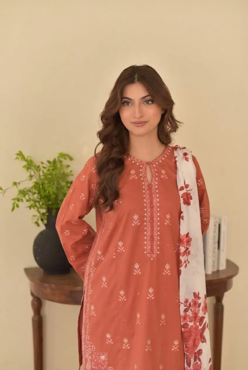 3 Pcs Women's Unstitched Embroidered Suit
