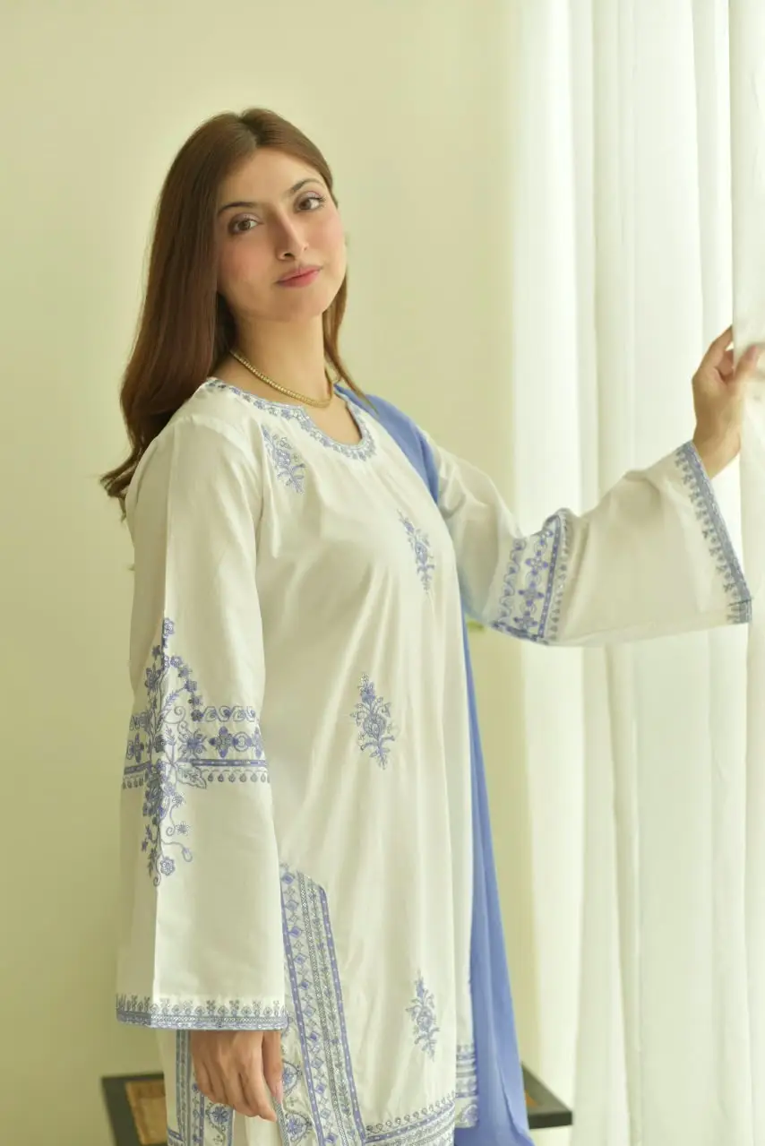 3 Pcs Women's Unstitched Embroidered Suit
