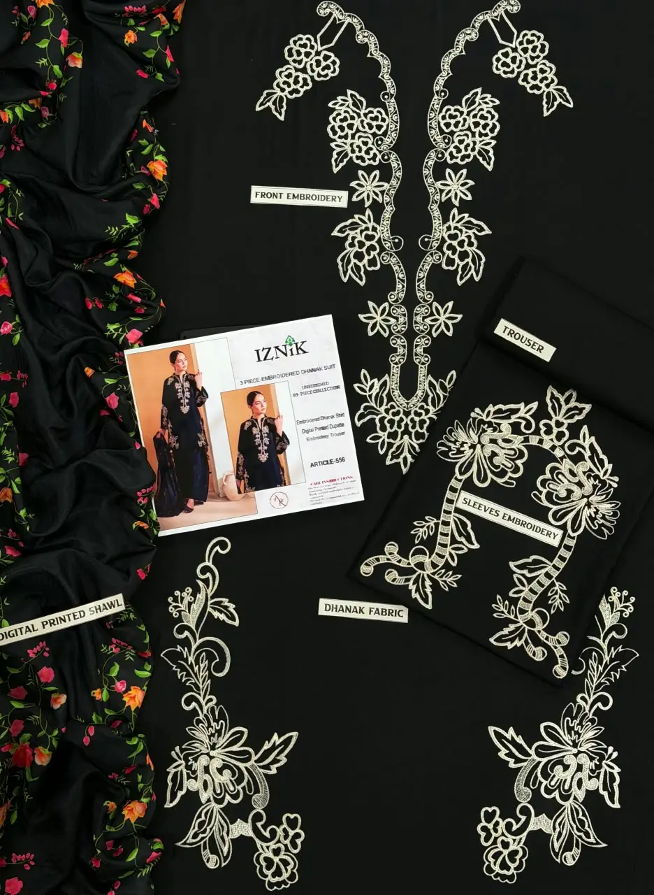 3 Pcs Women's Unstitched Embroidered Suit