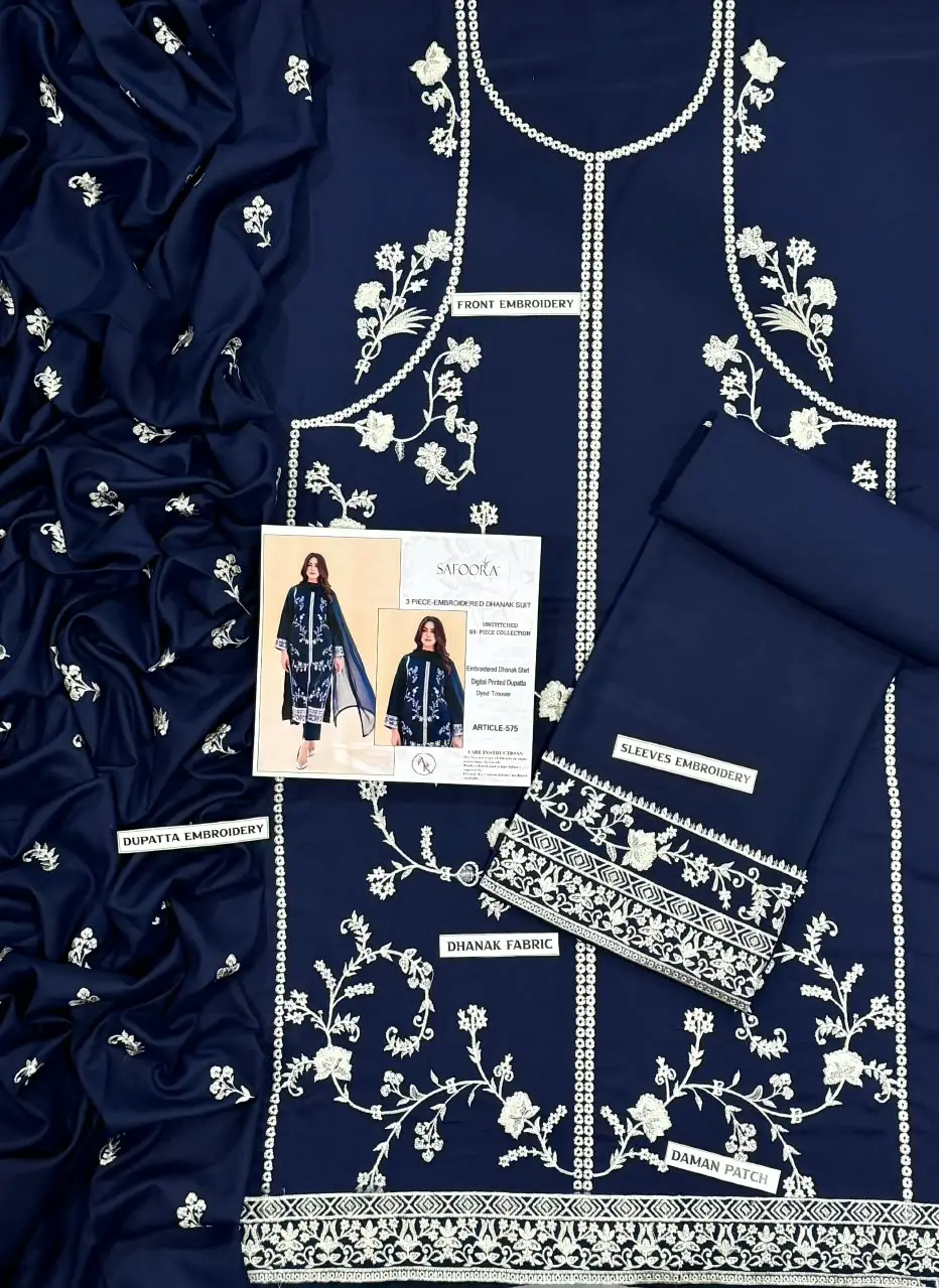 3 Pcs Women's Unstitched Embroidered Suit