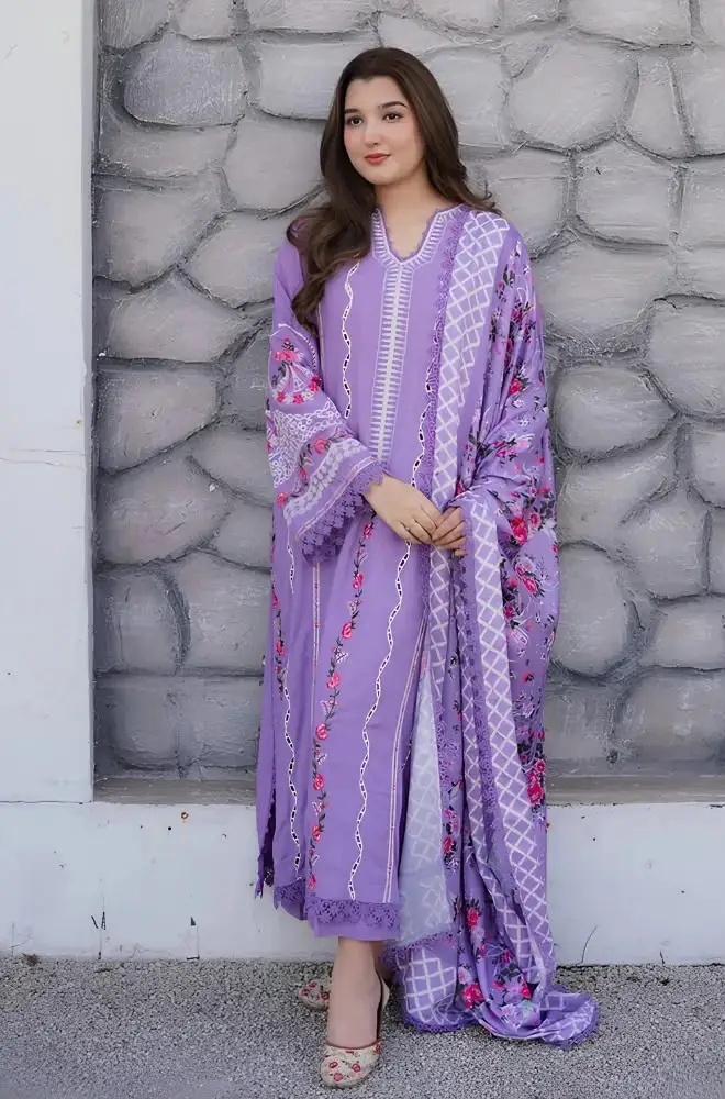 3 Pcs Women's Unstitched Embroidered Suit